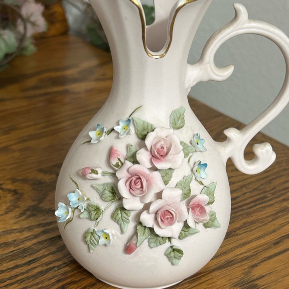 Vintage Lefton China Hand-Painted Flower Bud Vase 1186 and Candy Dish 1779 Set - Picture 3 of 17